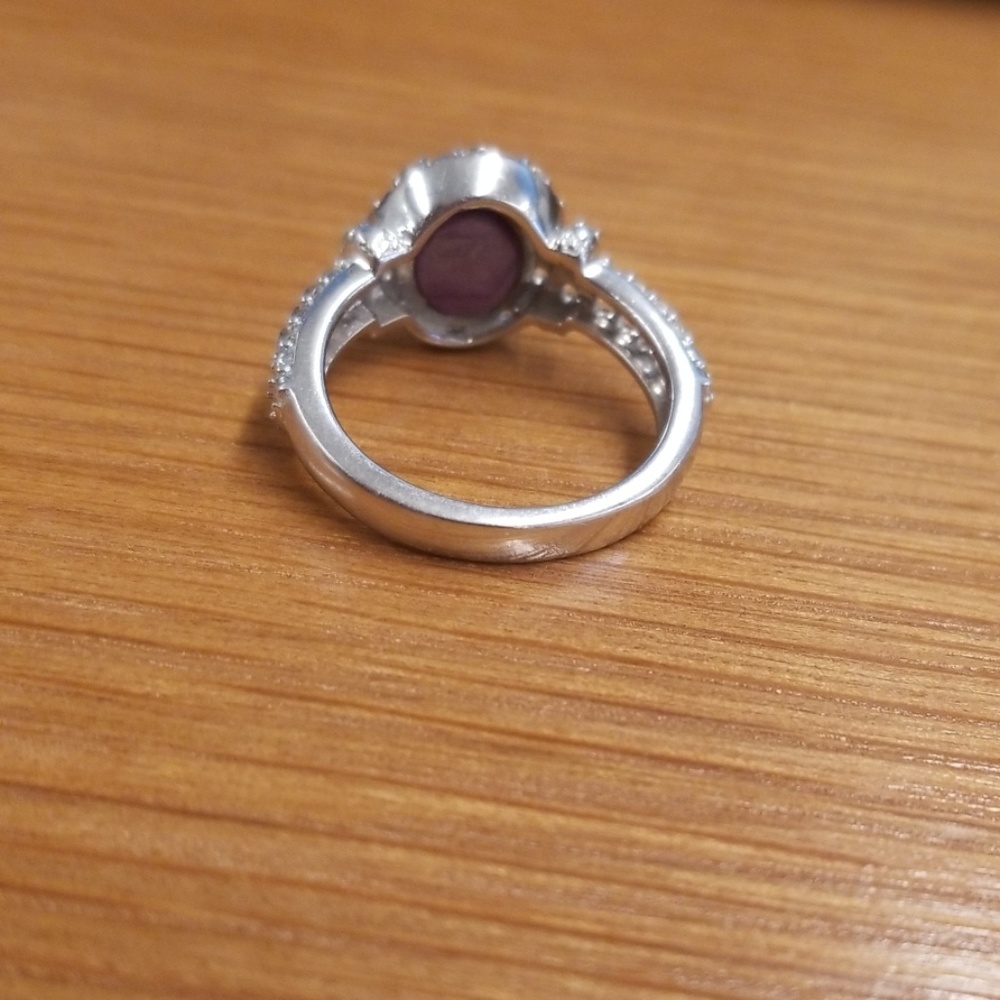 Oval Indian Star Ruby With White Topaz Ring - image 5